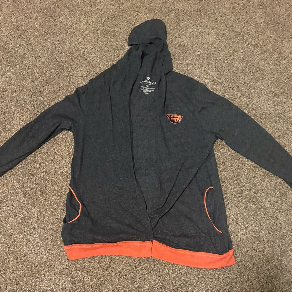 Colosseum Gray and Orange Hooded Cardigan